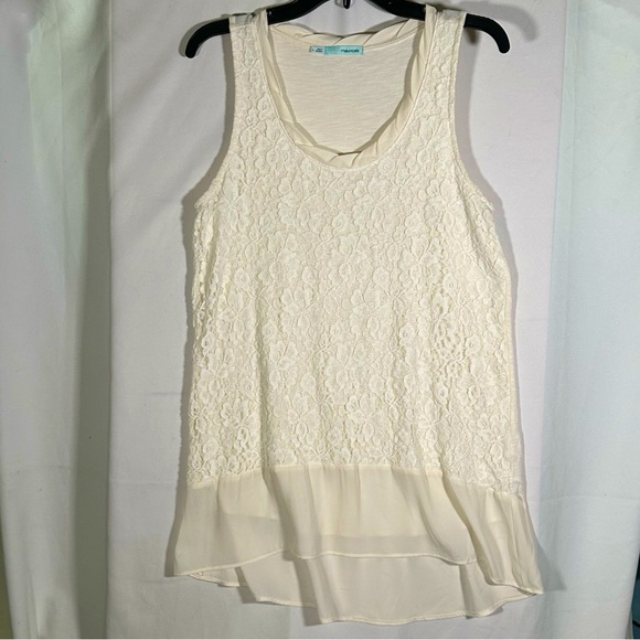 Maurices Tops - Maurices Sleeveless Ivory Lace and Sheer Trim Feminine‎ Tunic Womens Large